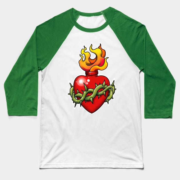 sacred heart tattoo style Baseball T-Shirt by weilertsen